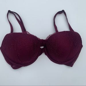 Victoria’s Secret burgundy lace push-up bra 34d